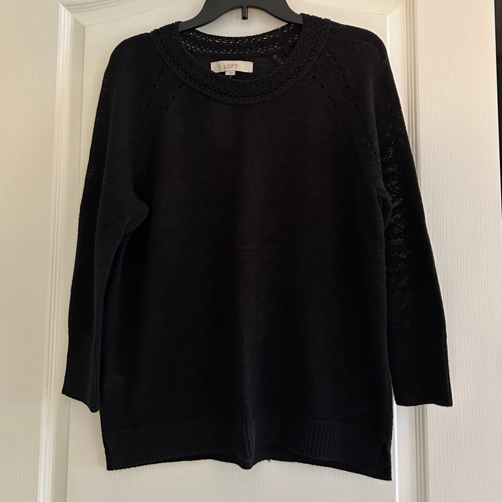 NWT New LOFT Black Summer Crewneck Sweater Large